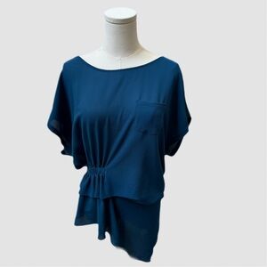 Love Riche Women’s Open Back Asymmetrical Hem Tunic in Blue